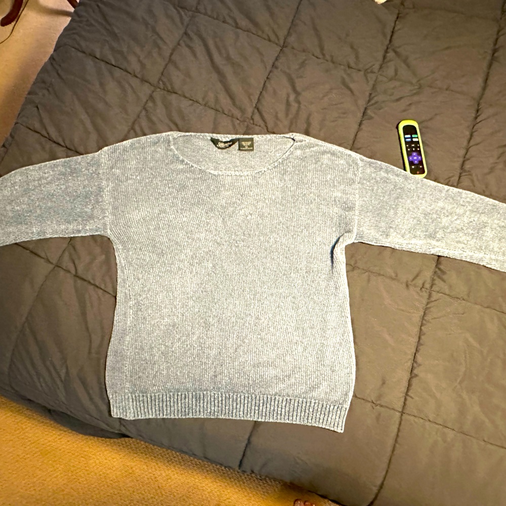 Women’s chenille sweater. Icy blue in color.